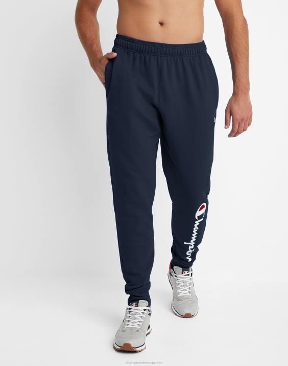 Champion moški joggers iz flisa powerblend script logo 31" 2B84257 mornarica