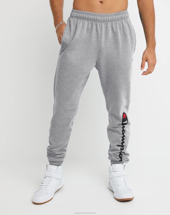 Champion moški joggers iz flisa powerblend script logo 31" 2B84258 oksford siva