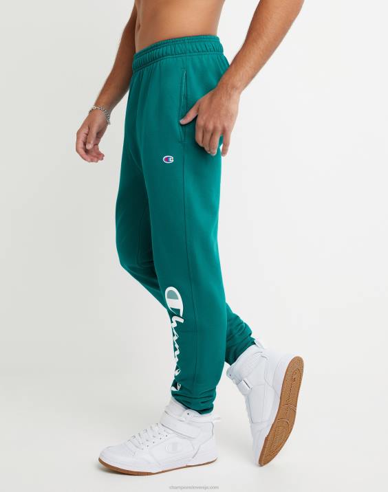 Champion moški joggers iz flisa powerblend script logo 31\" 2B84259 temni smaragd