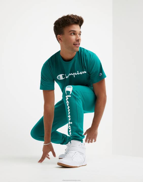 Champion moški joggers iz flisa powerblend script logo 31\" 2B84259 temni smaragd