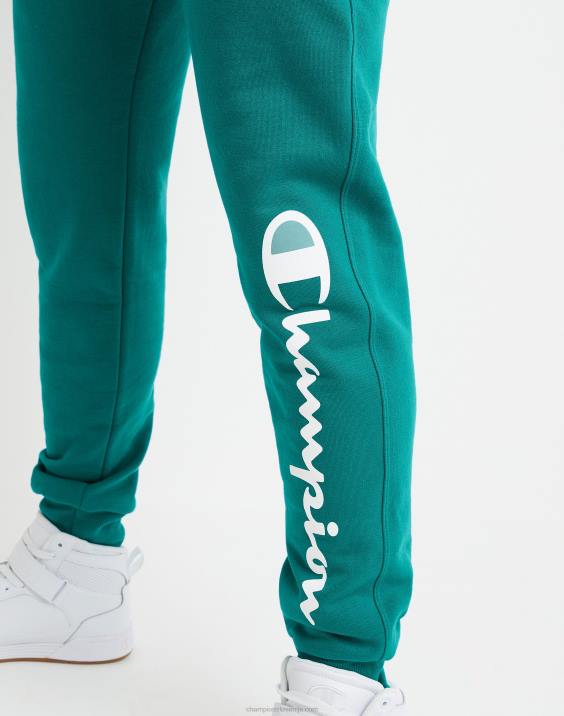 Champion moški joggers iz flisa powerblend script logo 31\" 2B84259 temni smaragd