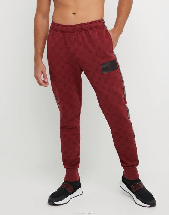 Champion moški klasične jogerje iz flisa s potiskom po vsej površini z oznako jock iz umetnega usnja 31" 2B84256 c logo povezave aop kardinal