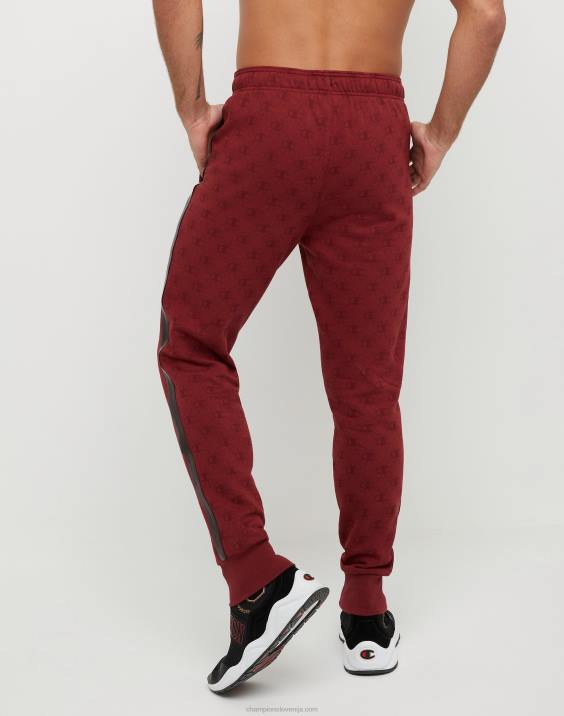 Champion moški klasične jogerje iz flisa s potiskom po vsej površini z oznako jock iz umetnega usnja 31\" 2B84256 c logo povezave aop kardinal