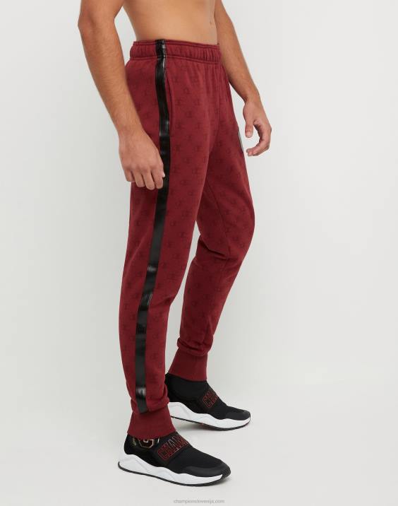 Champion moški klasične jogerje iz flisa s potiskom po vsej površini z oznako jock iz umetnega usnja 31\" 2B84256 c logo povezave aop kardinal