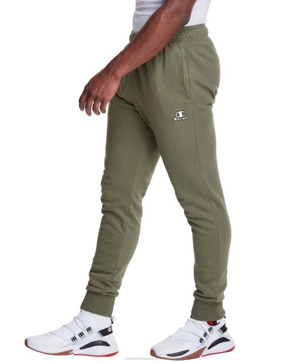 Champion moški klasične joggerje iz flisa c logotipom in napisom 31\" 2B84332 tovorna oljka
