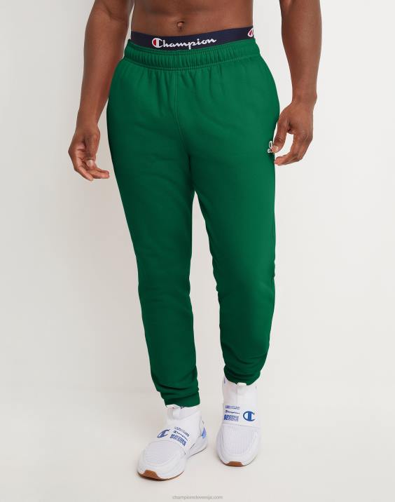 Champion moški klasične joggerje iz flisa c logotipom in napisom 31" 2B84333 atletsko temno zelena
