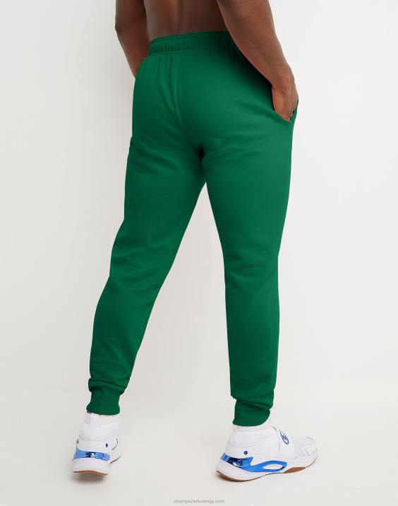 Champion moški klasične joggerje iz flisa c logotipom in napisom 31\" 2B84333 atletsko temno zelena