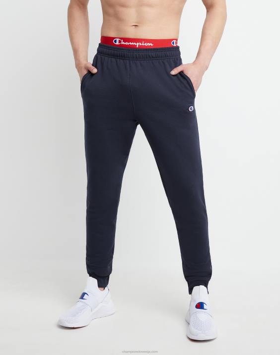 Champion moški powerblend joggers c logo 31" 2B84263 mornarica