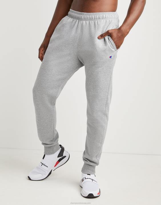 Champion moški powerblend joggers c logo 31" 2B84264 oksford siva