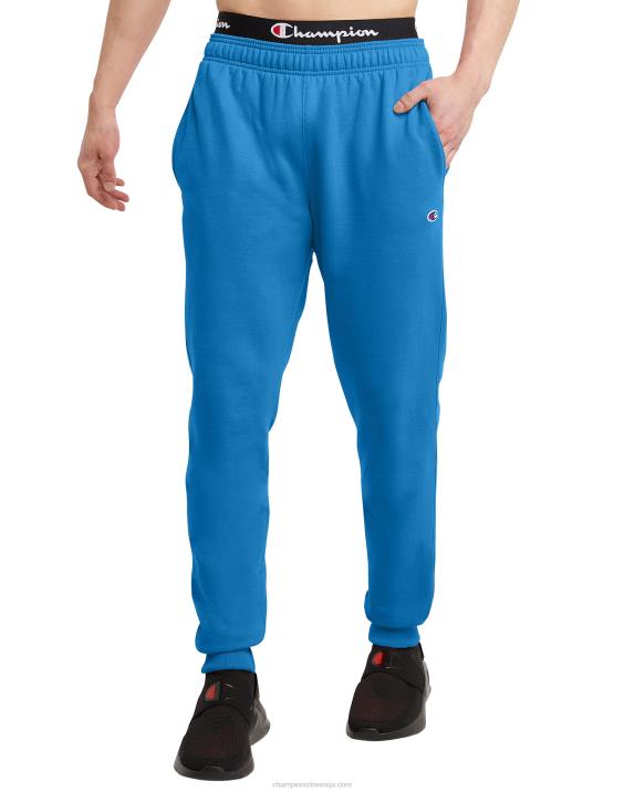 Champion moški powerblend joggers c logo 31" 2B84269 modra šojka
