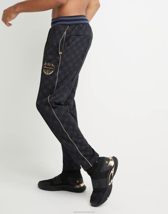 moški šampionske trenirke s potiskom v zlatem lureksu medaljon z logotipom v zlati barvi 2B84283 c logotip aop črn