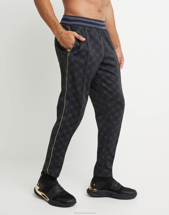 moški šampionske trenirke s potiskom v zlatem lureksu medaljon z logotipom v zlati barvi 2B84283 c logotip aop črn