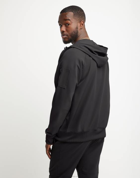 Champion moški clab defender serija stormshell pulover s kapuco s polno zadrgo scenarij visoke gostote 2B84194 Črna