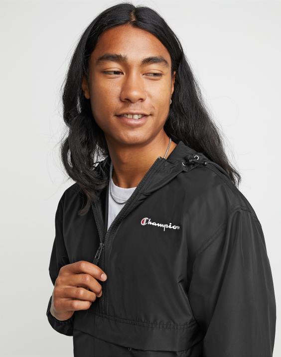 Champion moški logotip skripta na jakni za stadion 2B84182 Črna
