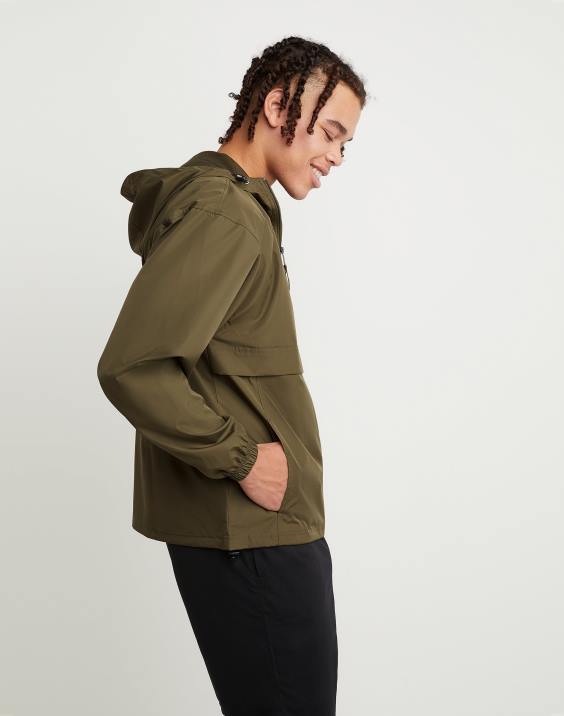 Champion moški logotip skripta na jakni za stadion 2B84185 tovorna oljka