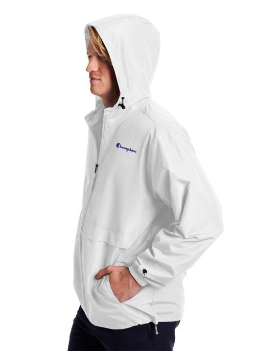 Champion moški logotip skripta za jakno s polno zadrgo na stadionu 2B84189 bela