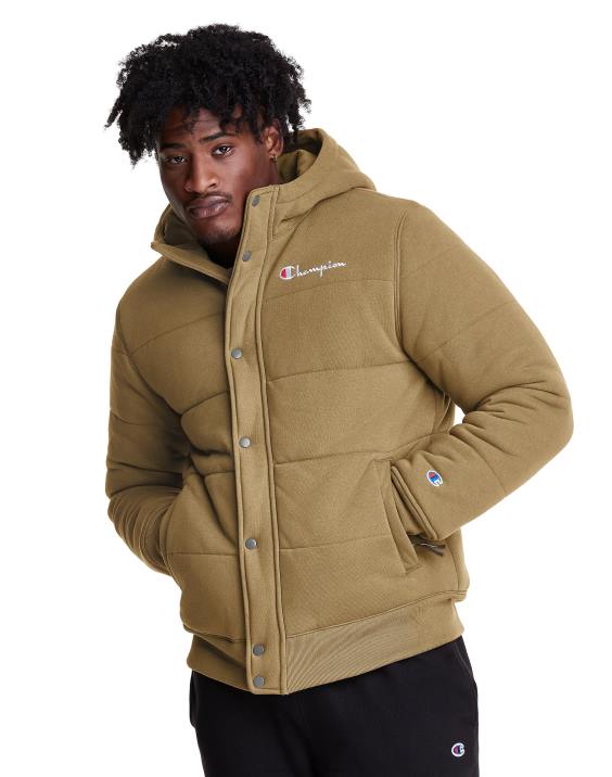 Champion moški napihnjen jopič z vzvratnim tkanjem 2B84195 polnozrnati kaki