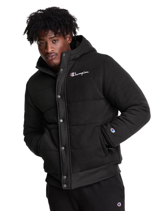 Champion moški napihnjen jopič z vzvratnim tkanjem 2B84196 Črna