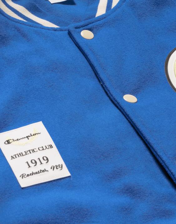 Champion moški pisemska jakna velika c 2B84175 royal blue blast/sveža porjavelost