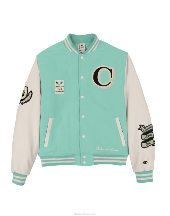 Champion moški pisemska jakna velika c 2B84176 čista meta/bela kreda