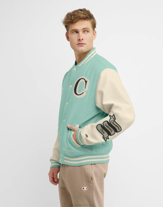 Champion moški pisemska jakna velika c 2B84176 čista meta/bela kreda