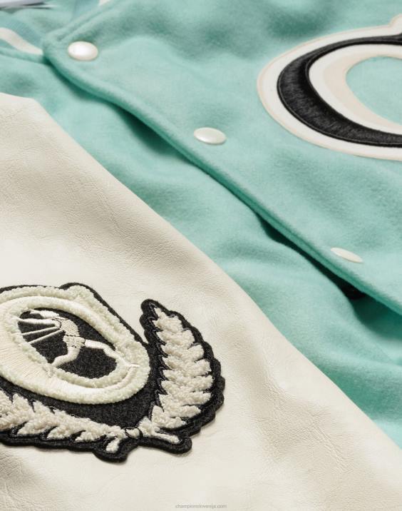 Champion moški pisemska jakna velika c 2B84176 čista meta/bela kreda