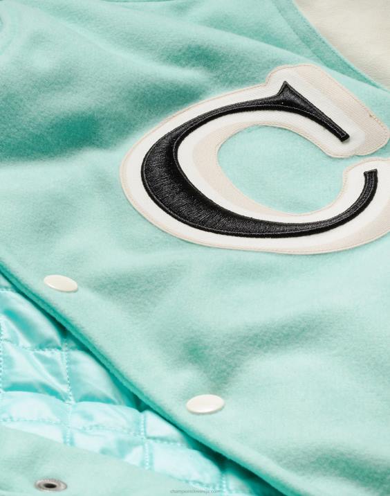 Champion moški pisemska jakna velika c 2B84176 čista meta/bela kreda