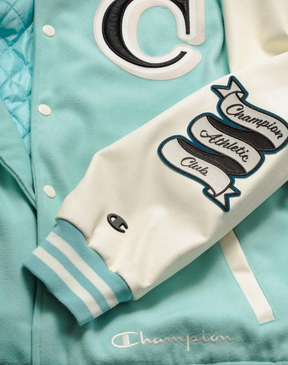 Champion moški pisemska jakna velika c 2B84176 čista meta/bela kreda