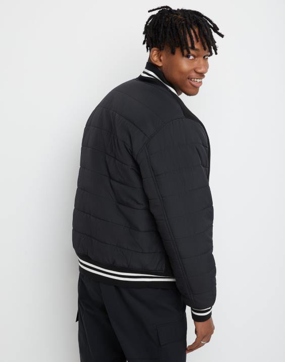 Champion moški prvovrstna pisemska jakna univerzitetno vezena grafika na keperju 2B84198 Črna