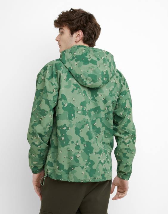 Champion moški ripstop anorak jakna script camo 2B84172 cc camo vse o olivi