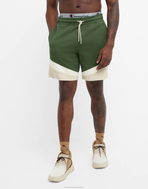 Champion moški Fleksibilne kratke hlače z barvnim blokiranjem 9" 2B84375 cargo olivno/belo/sveže tan