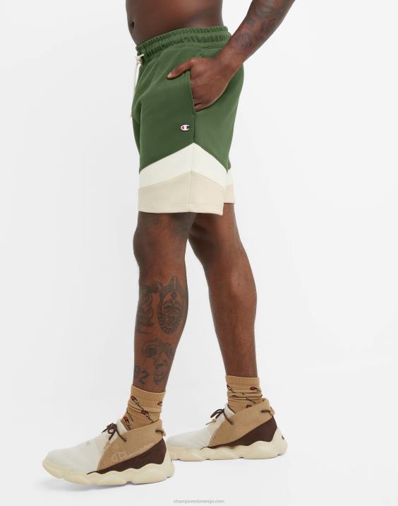 Champion moški Fleksibilne kratke hlače z barvnim blokiranjem 9\" 2B84375 cargo olivno/belo/sveže tan