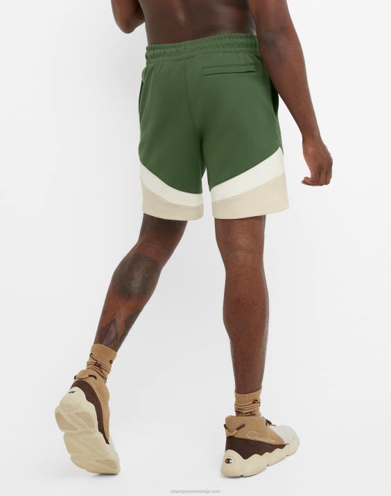 Champion moški Fleksibilne kratke hlače z barvnim blokiranjem 9\" 2B84375 cargo olivno/belo/sveže tan