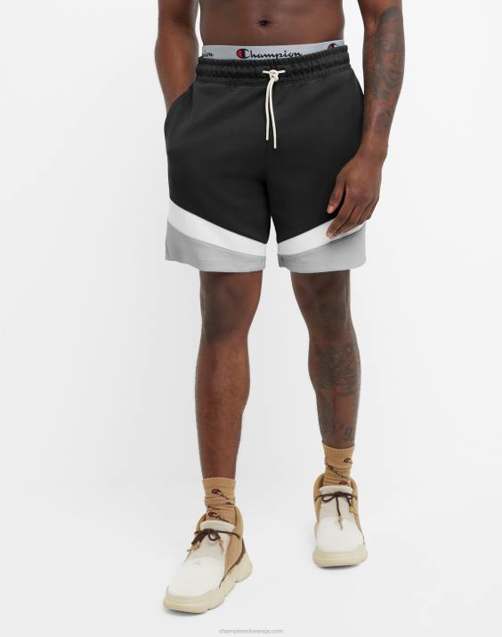 Champion moški Fleksibilne kratke hlače z barvnim blokiranjem 9" 2B84376 črna/bela/oxford siva