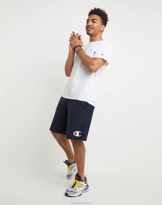 Champion moški Powerblend kratke hlače iz flisa c logotipom 10\" 2B84459 mornarica