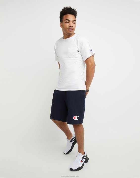 Champion moški bombažne kratke hlače za vsak dan z grafiko 9\" 2B84467 mornarica