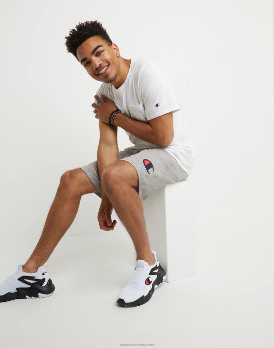 Champion moški bombažne kratke hlače za vsak dan z grafiko 9\" 2B84468 oksford siva