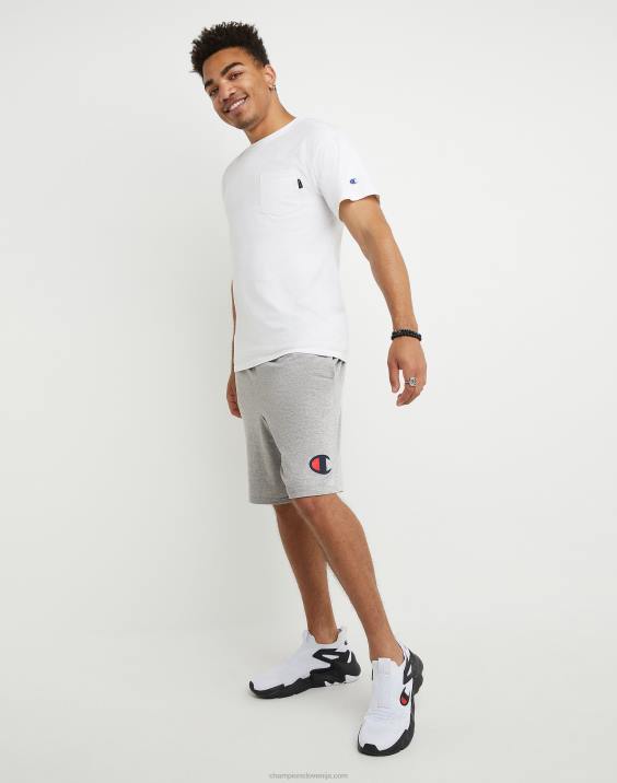 Champion moški bombažne kratke hlače za vsak dan z grafiko 9\" 2B84468 oksford siva