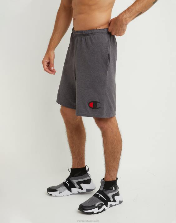 Champion moški bombažne kratke hlače za vsak dan z grafiko 9\" 2B84470 granitno resje