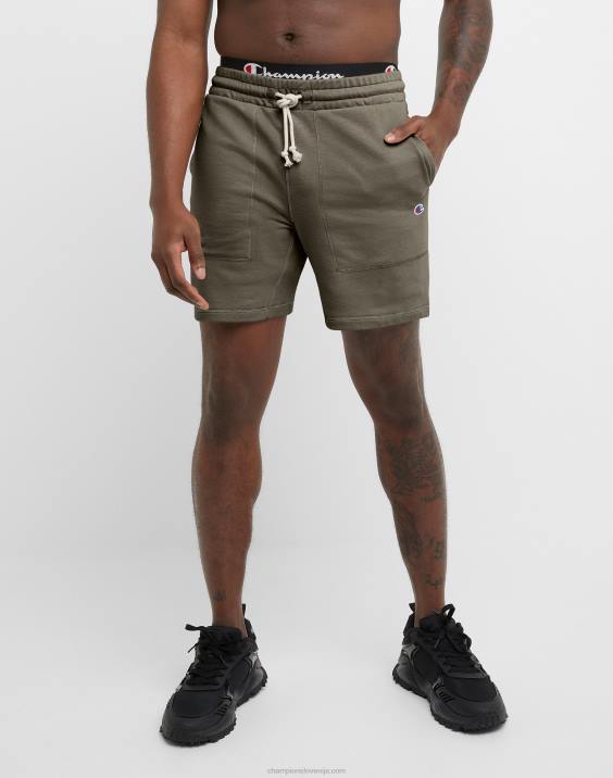 Champion moški global explorer kratke hlače iz francoskega frotirja c z našitkom 7" 2B84410 rozin rjava