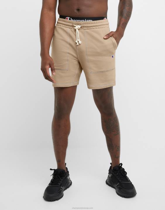 Champion moški global explorer kratke hlače iz francoskega frotirja c z našitkom 7" 2B84411 podeželski oreh