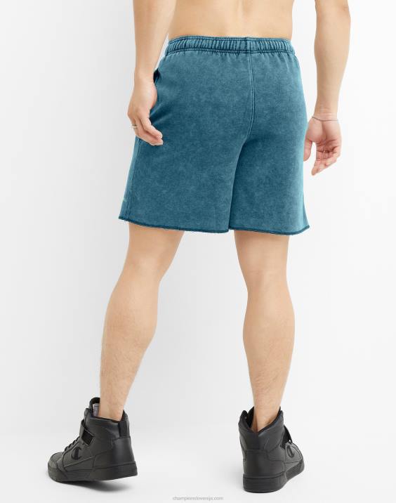 Champion moški kislinsko prane kratke hlače z valovitim logotipom 7\" 2B84406 kislo pranje čudovito turkizno