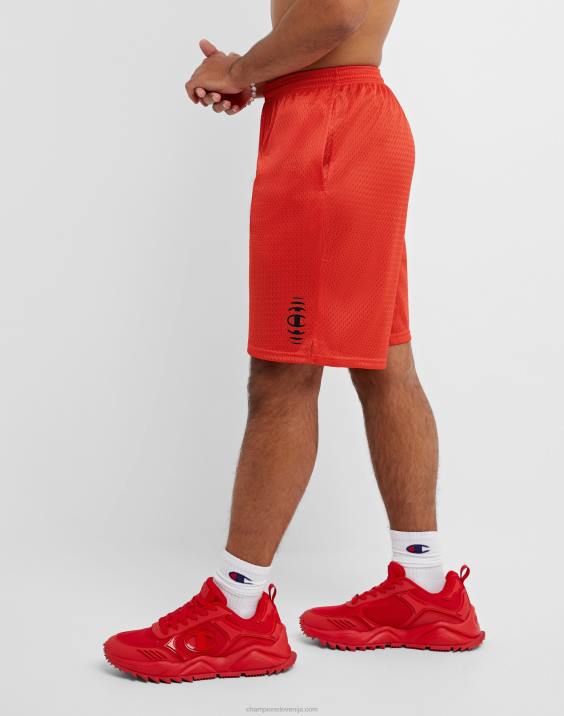 Champion moški klasične grafične mrežaste kratke hlače z vibriranjem c 9\" 2B84401 sončno škrlatna