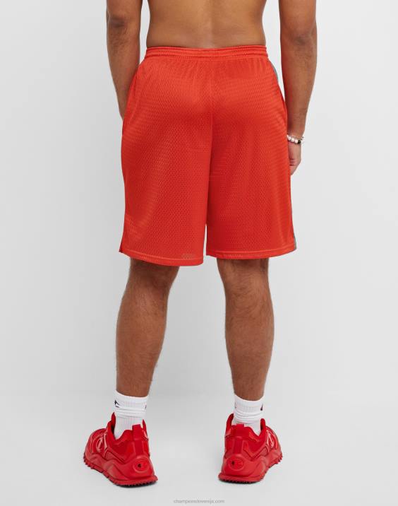 Champion moški klasične grafične mrežaste kratke hlače z vibriranjem c 9\" 2B84401 sončno škrlatna