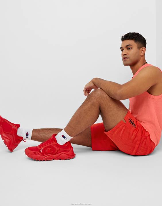 Champion moški klasične grafične mrežaste kratke hlače z vibriranjem c 9\" 2B84401 sončno škrlatna