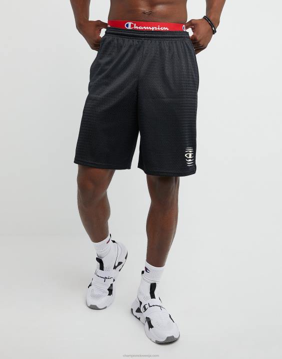 Champion moški klasične grafične mrežaste kratke hlače z vibriranjem c 9" 2B84403 Črna