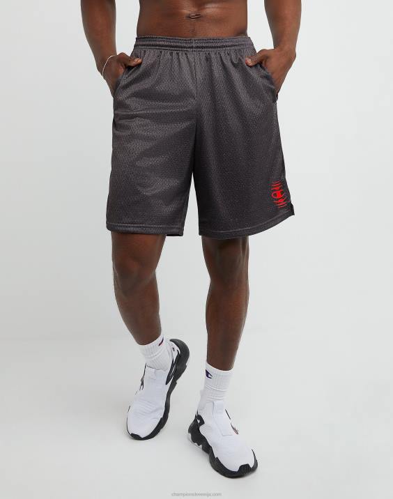 Champion moški klasične grafične mrežaste kratke hlače z vibriranjem c 9" 2B84405 granitno resje