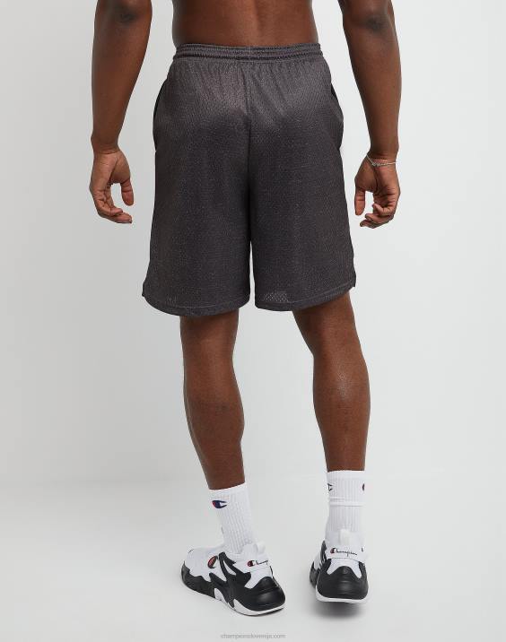 Champion moški klasične grafične mrežaste kratke hlače z vibriranjem c 9\" 2B84405 granitno resje