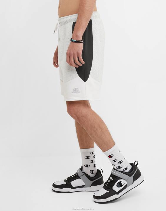 Champion moški klasične kratke hlače iz flisa, blokirane barve 8\" 2B84344 kamen krem ​​heather/črna/bela