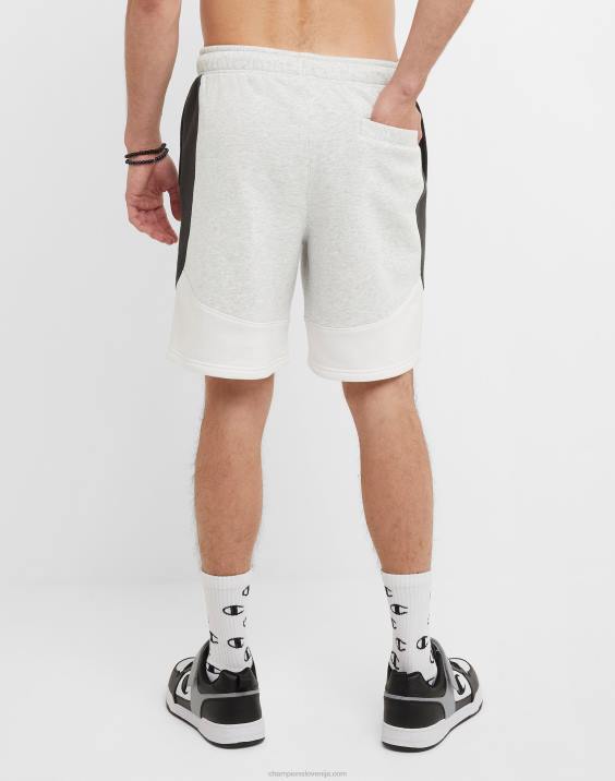 Champion moški klasične kratke hlače iz flisa, blokirane barve 8\" 2B84344 kamen krem ​​heather/črna/bela